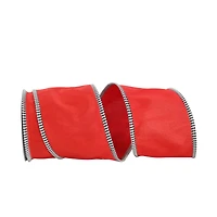 JAM Paper 4" x 10yd. Red Wired Dupioni Check Edge Ribbon