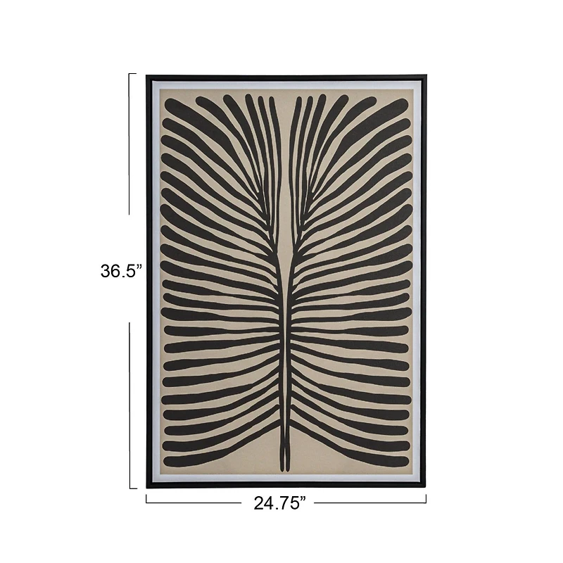 Hello Honey® 36.5" Black & Cream Abstract Lines Framed Wall Decoration