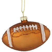 Football Glittered Glass Christmas Ornament - 3.5" - Brown