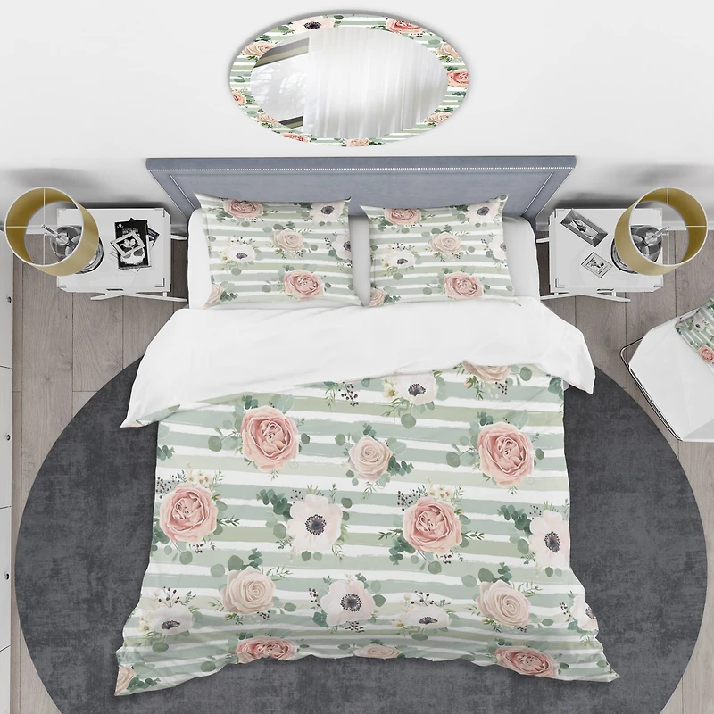 Designart 'Floral Retro Pattern V' Mid-Century Duvet Cover Set