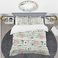 Designart 'Floral Retro Pattern V' Mid-Century Duvet Cover Set