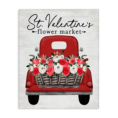 Stupell Industries St. Valentine's Flower Market Truck Canvas Wall Art