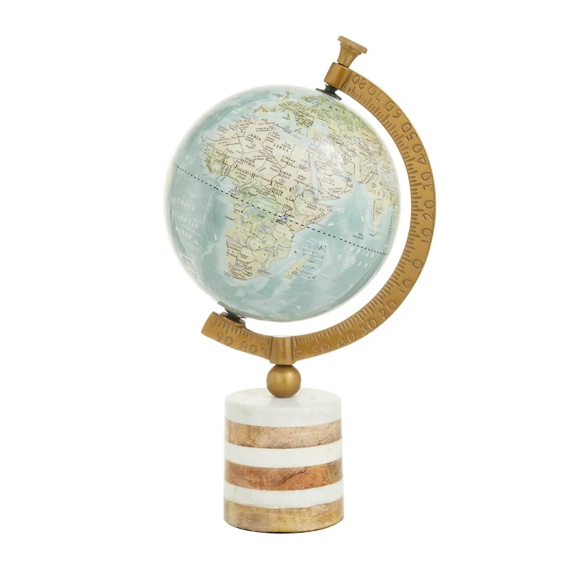 16" Blue Ceramic & Metal Coastal Globe