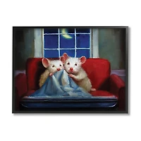 Stupell Industries House Mice Snuggling Under Blanket Watching TV in Frame Wall Art