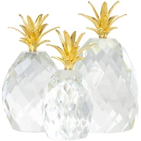 Clear & Gold Crystal Faceted Pineapple Sculpture Set