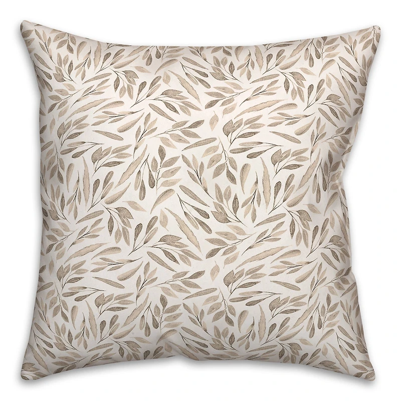 Greige Fall Leaves Gather Throw Pillow