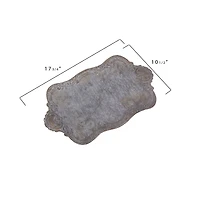 Hello Honey® 18" Decorative Distressed Gray Metal Tray