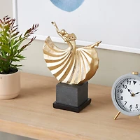 12" Gold Dancer Sculpture with Black Square Base