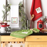 DII® Cozy Christmas Embellished Dishtowel Set