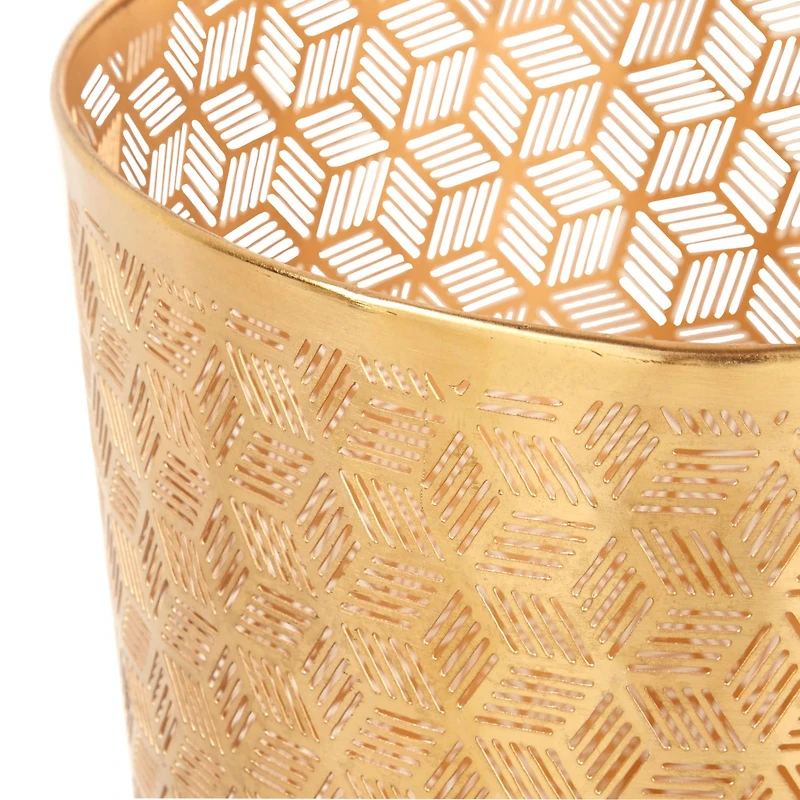 CosmoLiving by Cosmopolitan 10" Geometric Gold Glam Small Waste Bin
