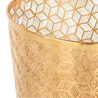 CosmoLiving by Cosmopolitan 10" Geometric Gold Glam Small Waste Bin