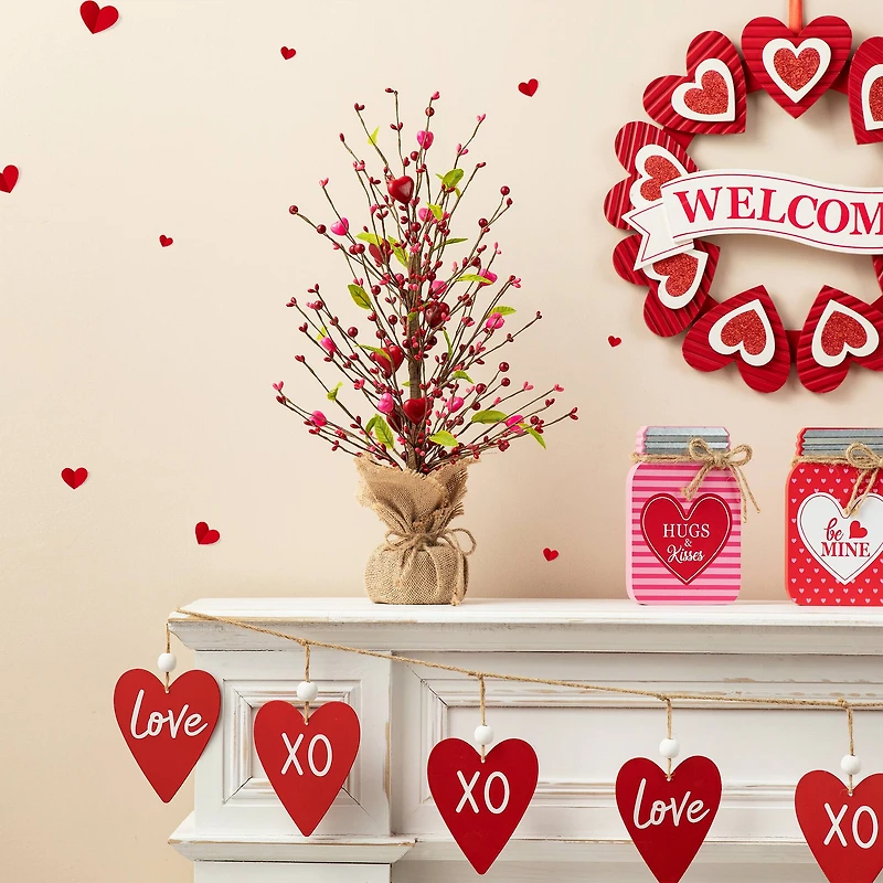Glitzhome® 20" Valentine's Berry Heart Table Tree