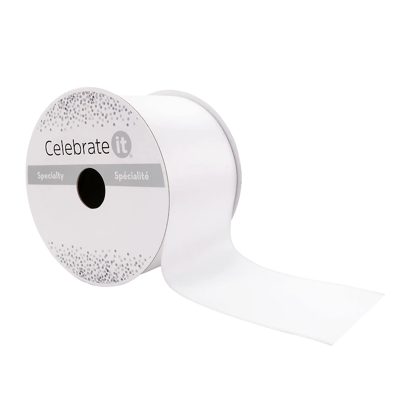 2.5" x 10yd. White Satin Wired Ribbon by Celebrate It® Specialty