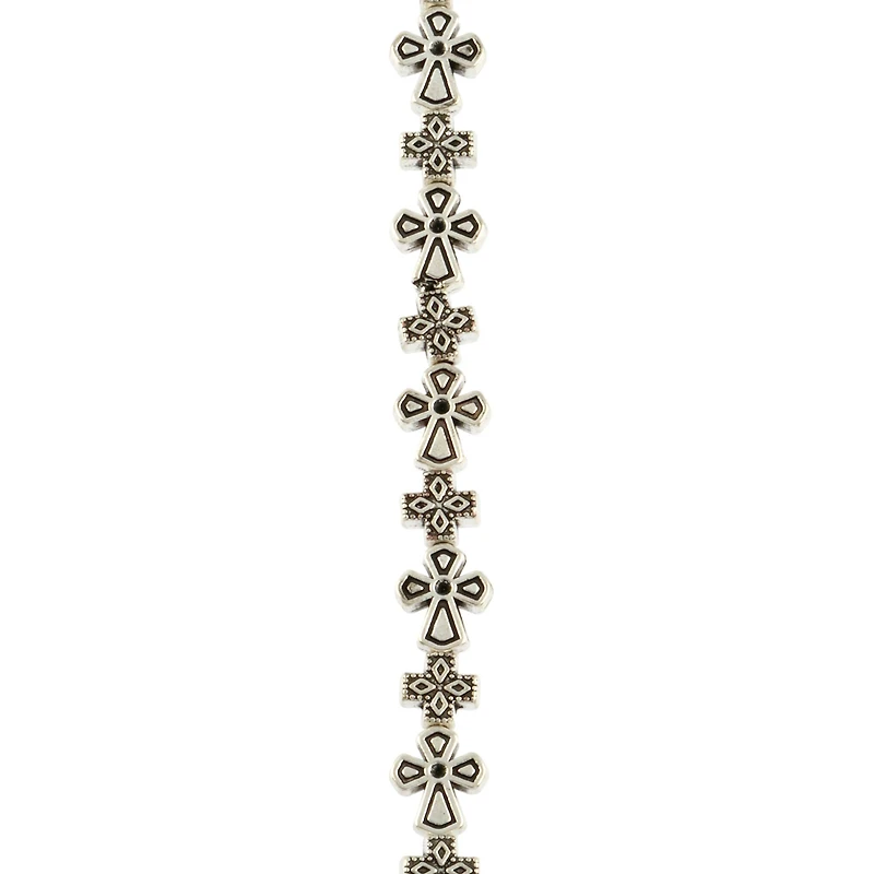 Antique Silver Metal Cross Mix Beads by Bead Landing™