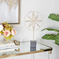 CosmoLiving by Cosmopolitan Gold Marble Contemporary Sculpture, 18" x 9" x 9"