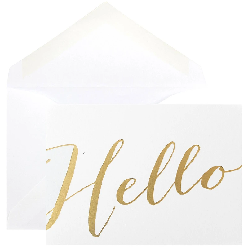 JAM Paper A1 White with Gold Script Blank Greeting Cards & Envelopes, 10ct.