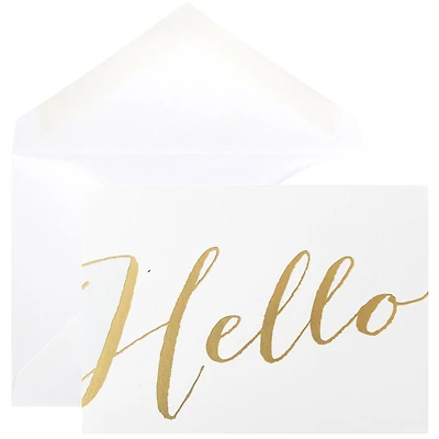 JAM Paper A1 White with Gold Script Blank Greeting Cards & Envelopes, 10ct.