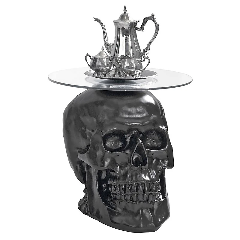 Design Toscano 19.5" Lost Souls Gothic Skull Glass-Topped Table