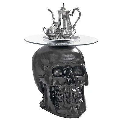 Design Toscano 19.5" Lost Souls Gothic Skull Glass-Topped Table