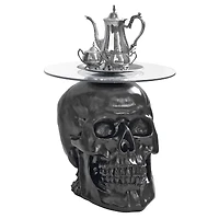 Design Toscano 19.5" Lost Souls Gothic Skull Glass-Topped Table