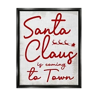 Stupell Industries Santa Claus Coming to Town Phrase Framed Floater Canvas Wall Art