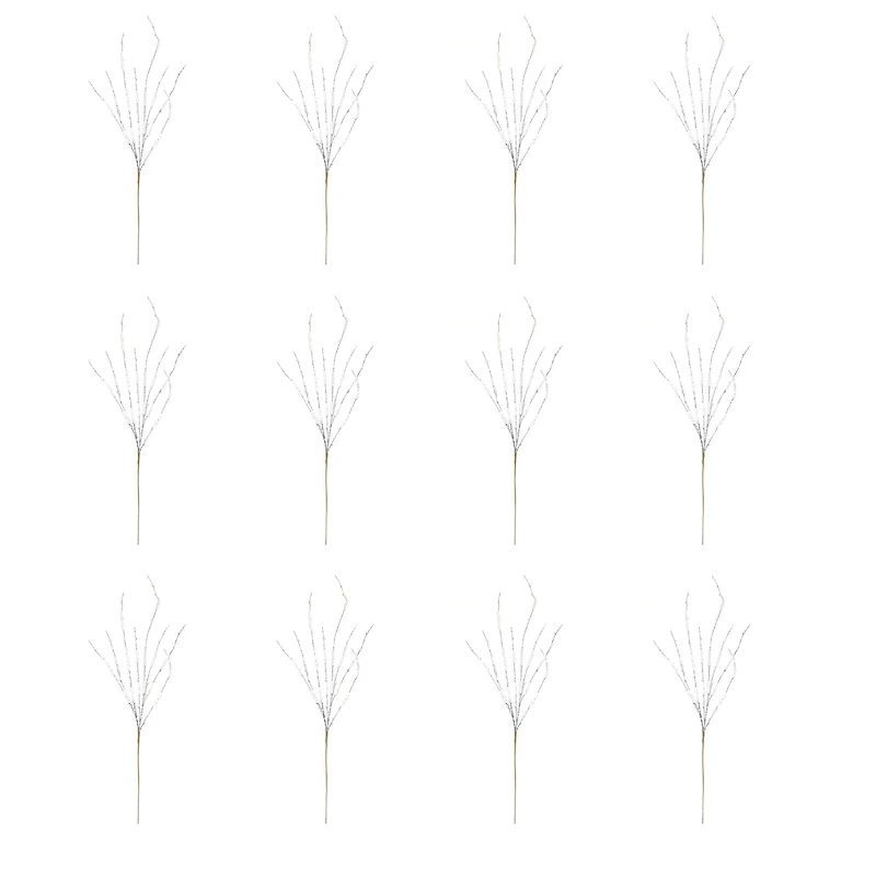 Silver Flocked Tinsel Branch, 12ct.