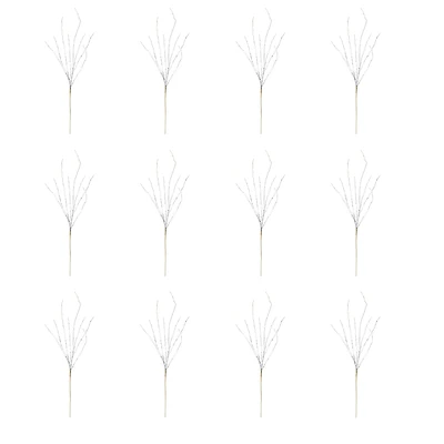Silver Flocked Tinsel Branch, 12ct.