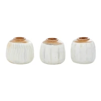 Set of White Teak Wood Coastal Style Vase 6