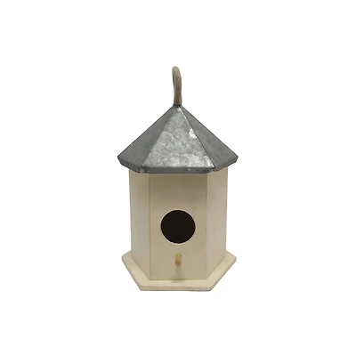 7" Unfinished Hexagon Plywood Birdhouse by Make Market®