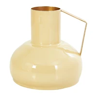 CosmoLiving by Cosmopolitan Yellow Metal Abstract Enameled Vase with Gold Handle Set