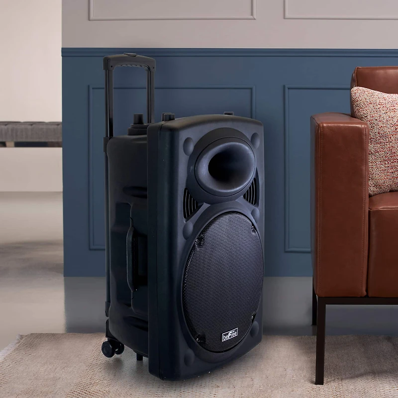 beFree Sound 15" 900 Watt Bluetooth Powered Portable PA Party Speaker