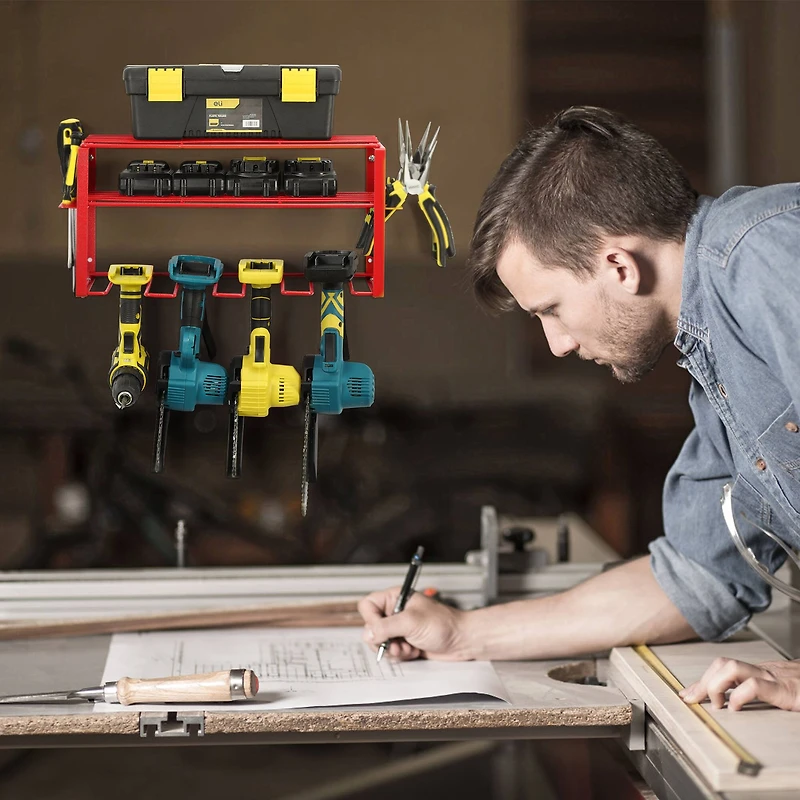 NEX™ 16.5" Red Power Tool Organizer Wall Shelf