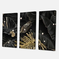 Designart - Black and Gold Tropical Leaves III