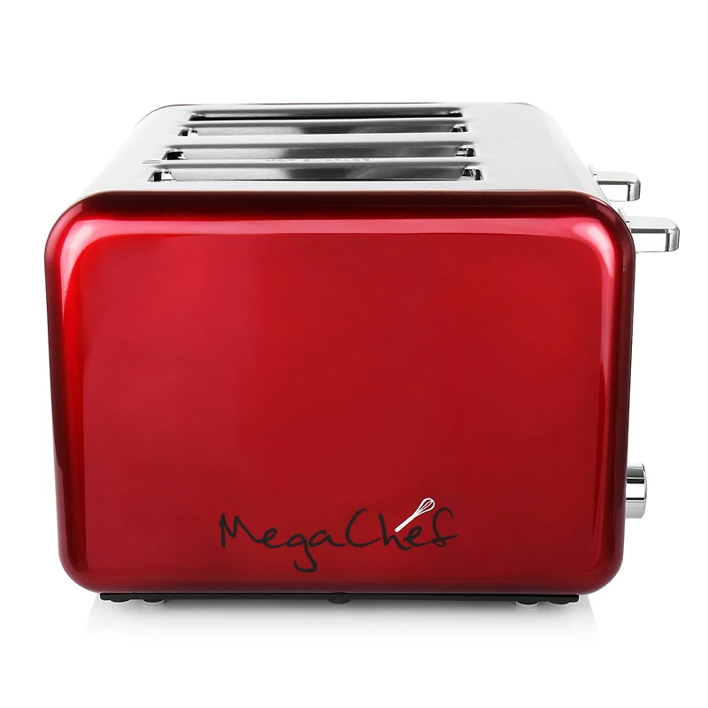 MegaChef Red 4 Slice Toaster in Stainless Steel