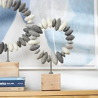 18.25" Gray Abstract Circular Stones Tabletop Sculpture