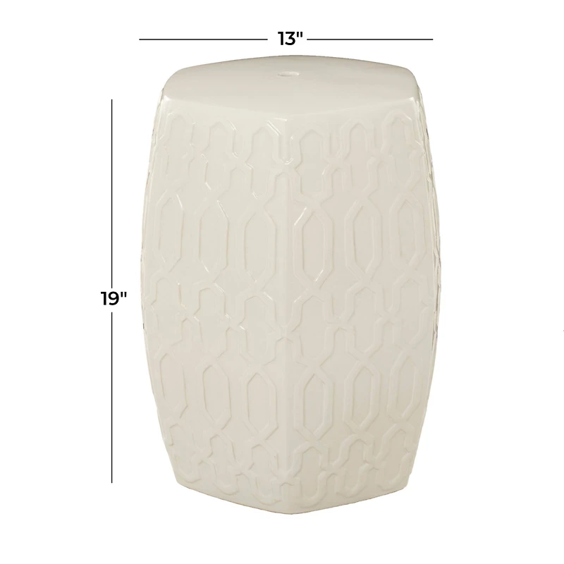 Cream Ceramic Contemporary Accent Table, 19" x 13" x 14"