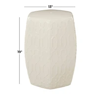 Cream Ceramic Contemporary Accent Table, 19" x 13" x 14"