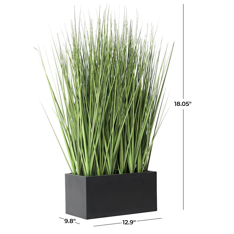 18" Onion Grass Artificial Plant with Black Rectangular Pot