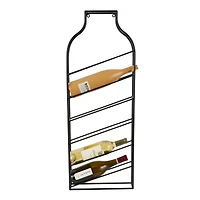 13" x 35" Black Metal Bottle Shape Wall Wine Rack