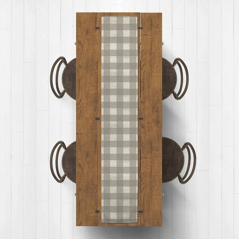 72" Taupe Buffalo Check Cotton Twill Runner