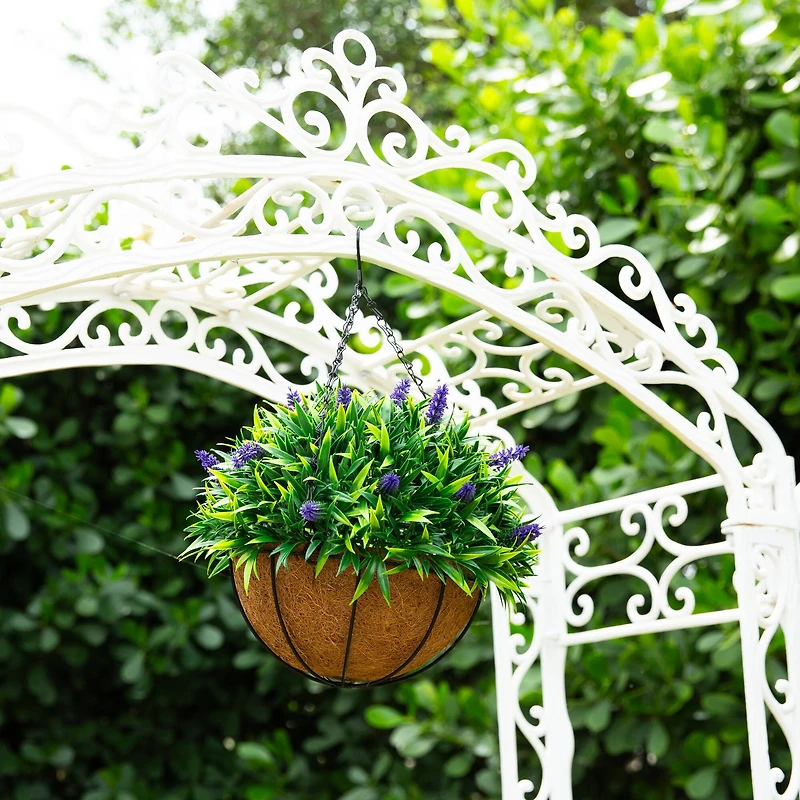 18in. UV Resistant Artificial Lavender Hanging Basket (Indoor/Outdoor)