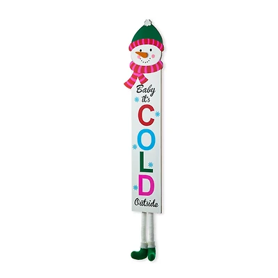Glitzhome® 4.5ft. Wooden Snowman Porch Sign with Fabric Dangling Legs