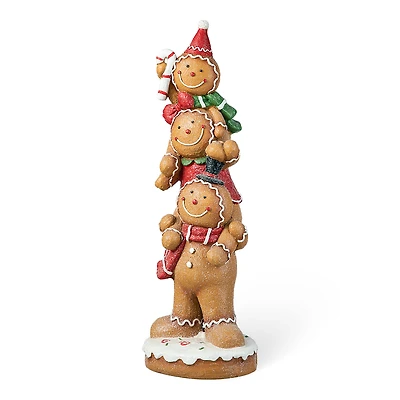 Glitzhome® 29.25" Christmas Stacked Gingerbread Man Porch Décor