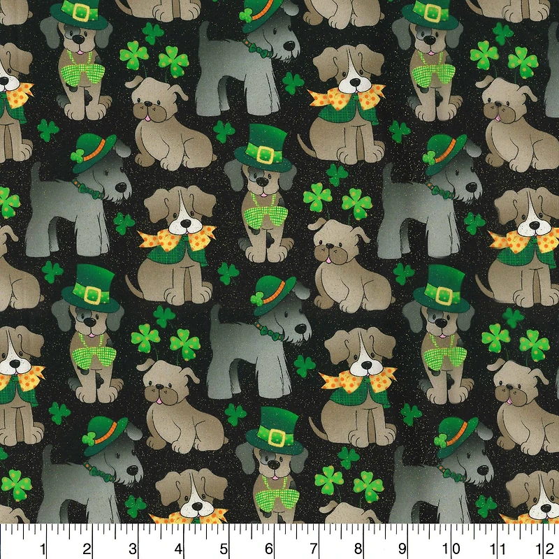 Fabric Traditions St. Patrick's Day Dogs Cotton Fabric