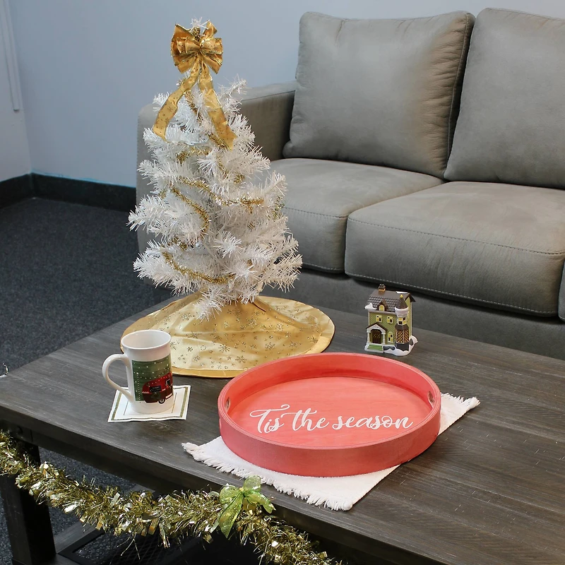 Elegant Designs™ 13.8" Round Tis the Season Serving Tray with Handles