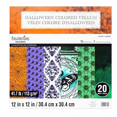 12" x 12" Halloween Colored Vellum Paper Pad by Recollections™, 20 Sheets