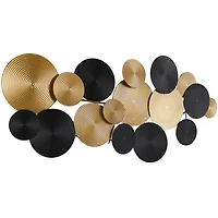 CosmoLiving by Cosmopolitan Gold Metal Overlapping Textured Spiral Plate Wall Decor with Black Accents 60" x 3" x 26"