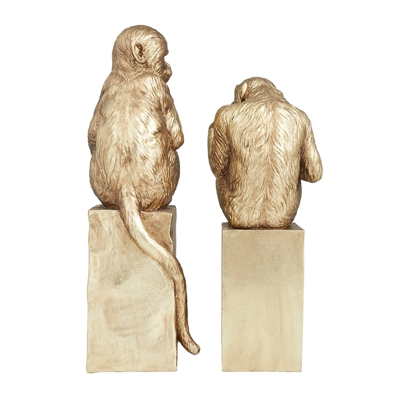 Set of 2 Gold Resin Glam Sculpture, 18" x 7" x 6"