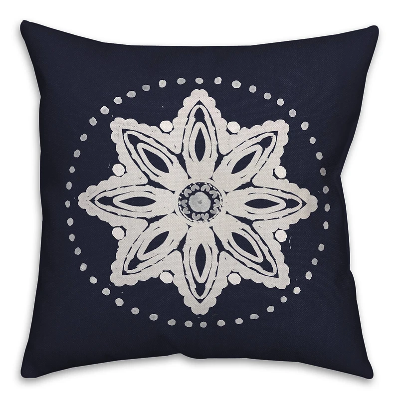 Navy Medallion 2 Throw Pillow 18" x 18"