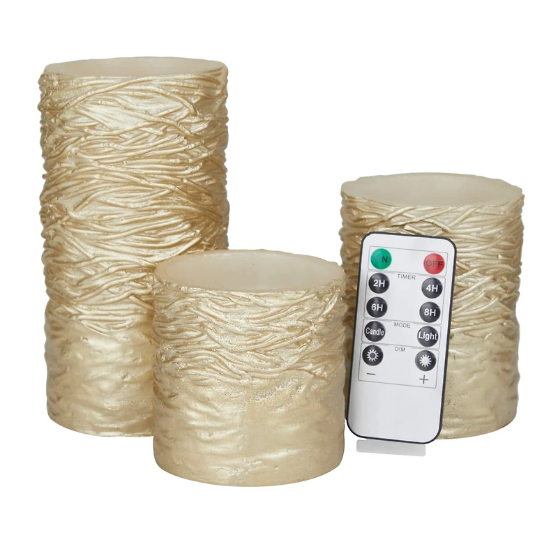 Gold Traditional Flameless Candle Set